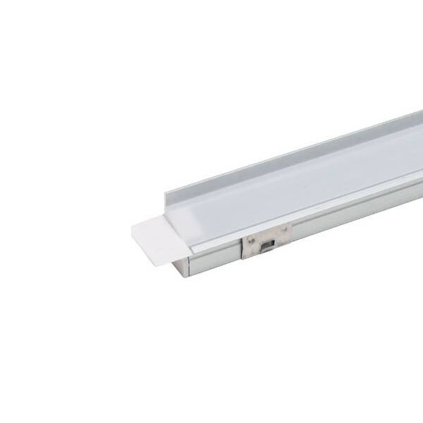 Образец LED профиля 1810 с рассеивателем, клипсой и заглушками, отделка алюминий (анодировка)