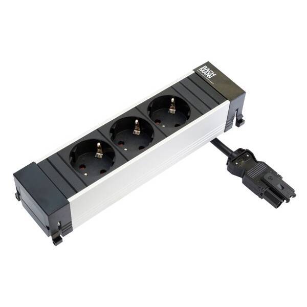 Модуль Power Frame (3 розетки Schuko, 250В), отделка чёрная/алюминий