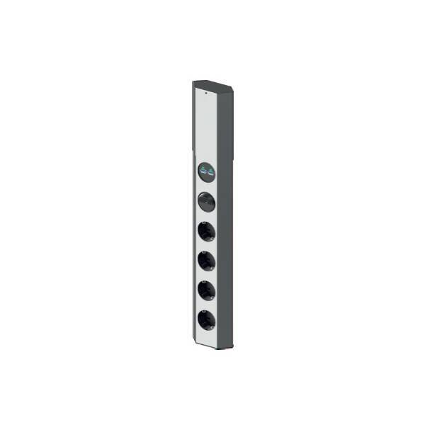 Модульный блок CASIA (4 розетки Schuko 250 В с выключателем, 2 USB (5.2В/2150мA), отделка сталь нержавеющая/чёрный