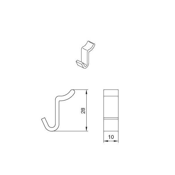 Крючок для одежды малый, отделка алюминий